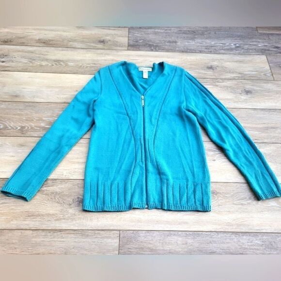Parkhurst zip up Cardigan teal - Picture 1 of 10